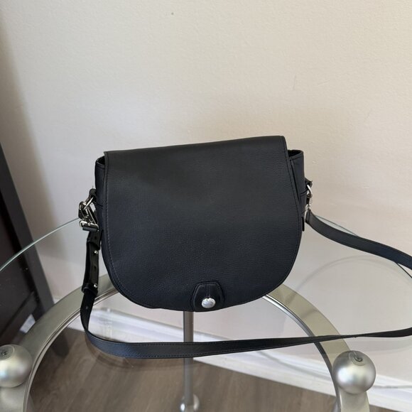 Rag & Bone Black Pebble Leather Flight Saddle Bag w/silver hardware - Picture 5 of 11